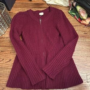 Burgundy peplum sweater